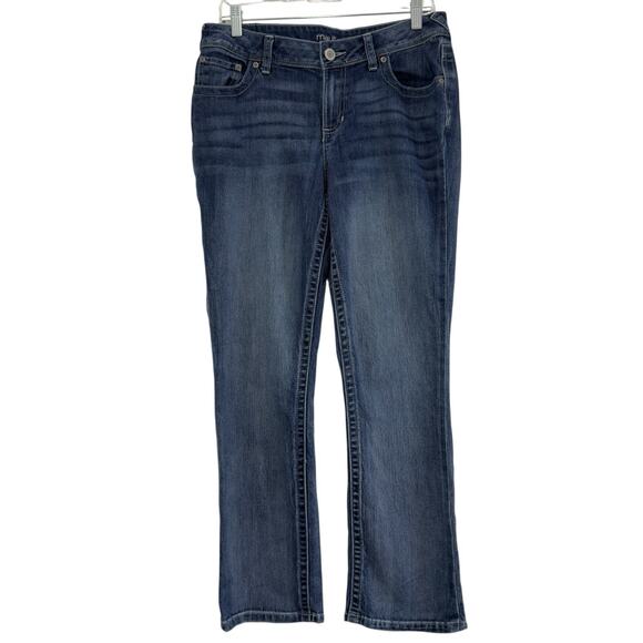 Maurices Dark Wash Low Rise Bootcut Jeans Sz 10 Short Western Embroidered Rodeo - Picture 2 of 10